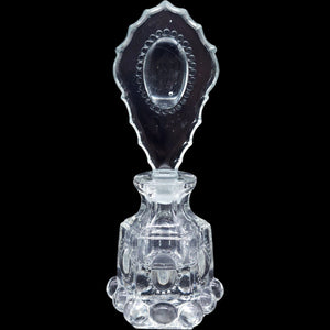 Vintage L.E. Smith Clear Glass Beaded Medallion Cologne Perfume Bottle