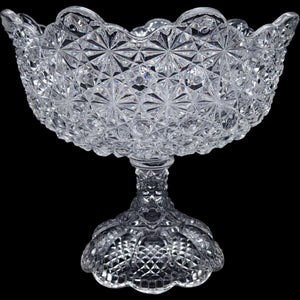 Vintage L.E. Smith Clear Glass Daisy and Button Pedestal Compote Bowl