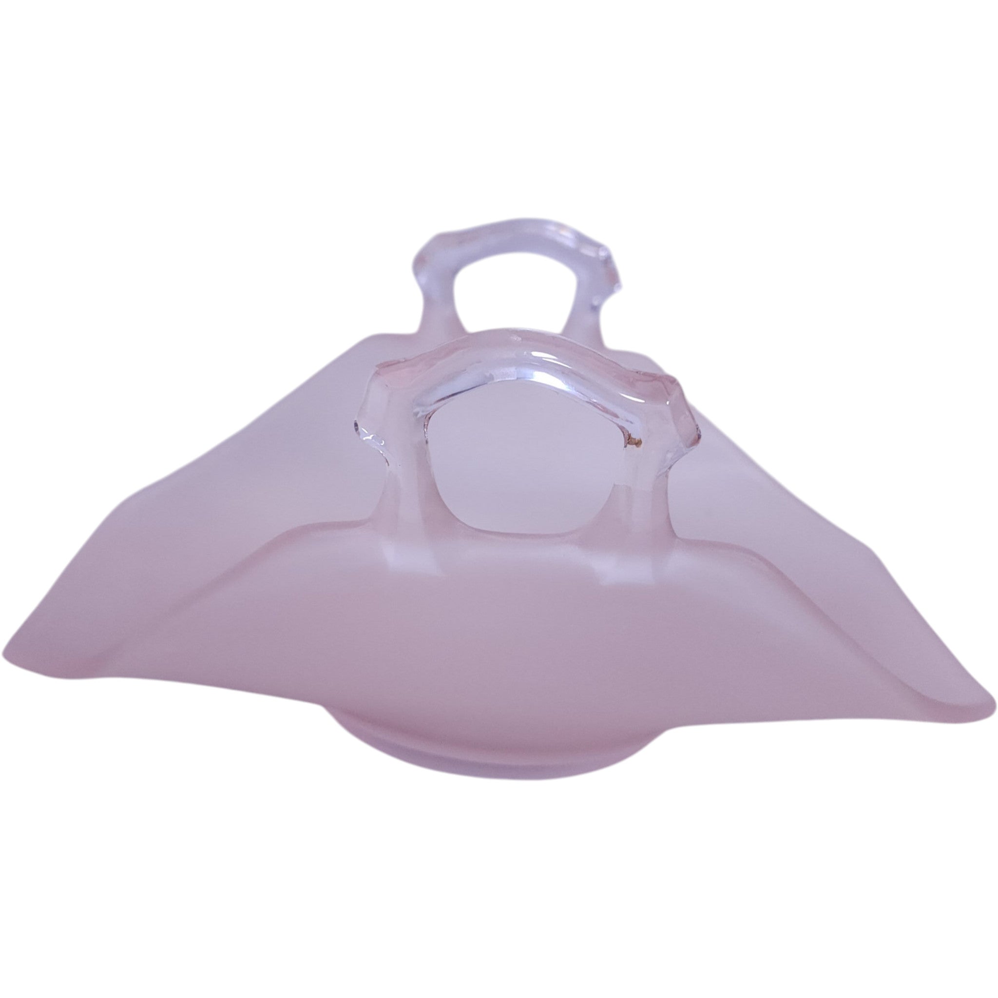 Vintage Pink Satin Glass Two-Handled Bonbon Dish