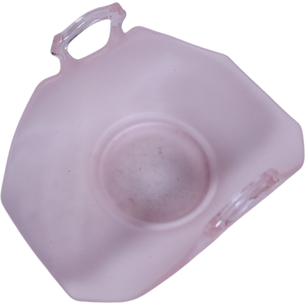 Vintage Pink Satin Glass Two-Handled Bonbon Dish
