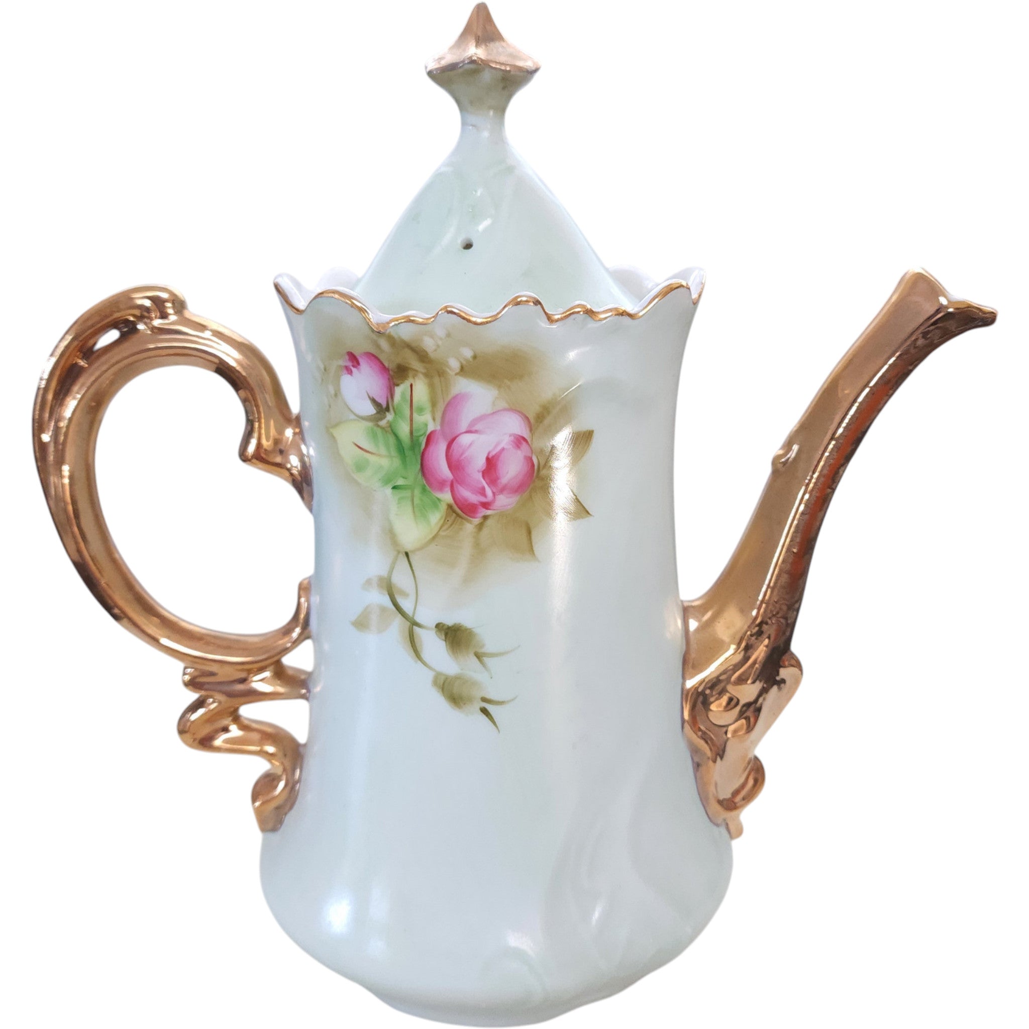 Vintage Lefton Heritage Green Teapot with Lid 3065 As-Is