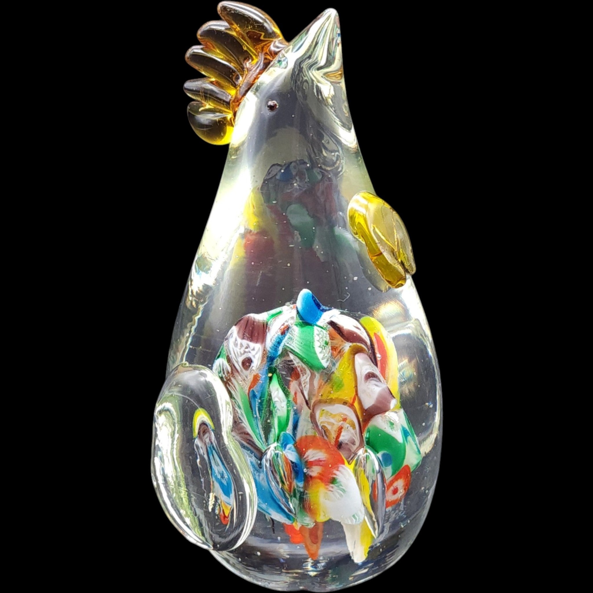 Vintage Lenwile Glass Ardalt Murano Style Art Glass Rooster Paperweight Figurine