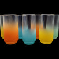 Vintage Libbey Blendo Frosted Tumblers with Gold Rims Set of 7