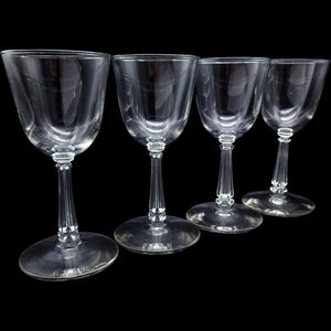 Vintage Libbey Clear Glass Wine Goblets Set of 4