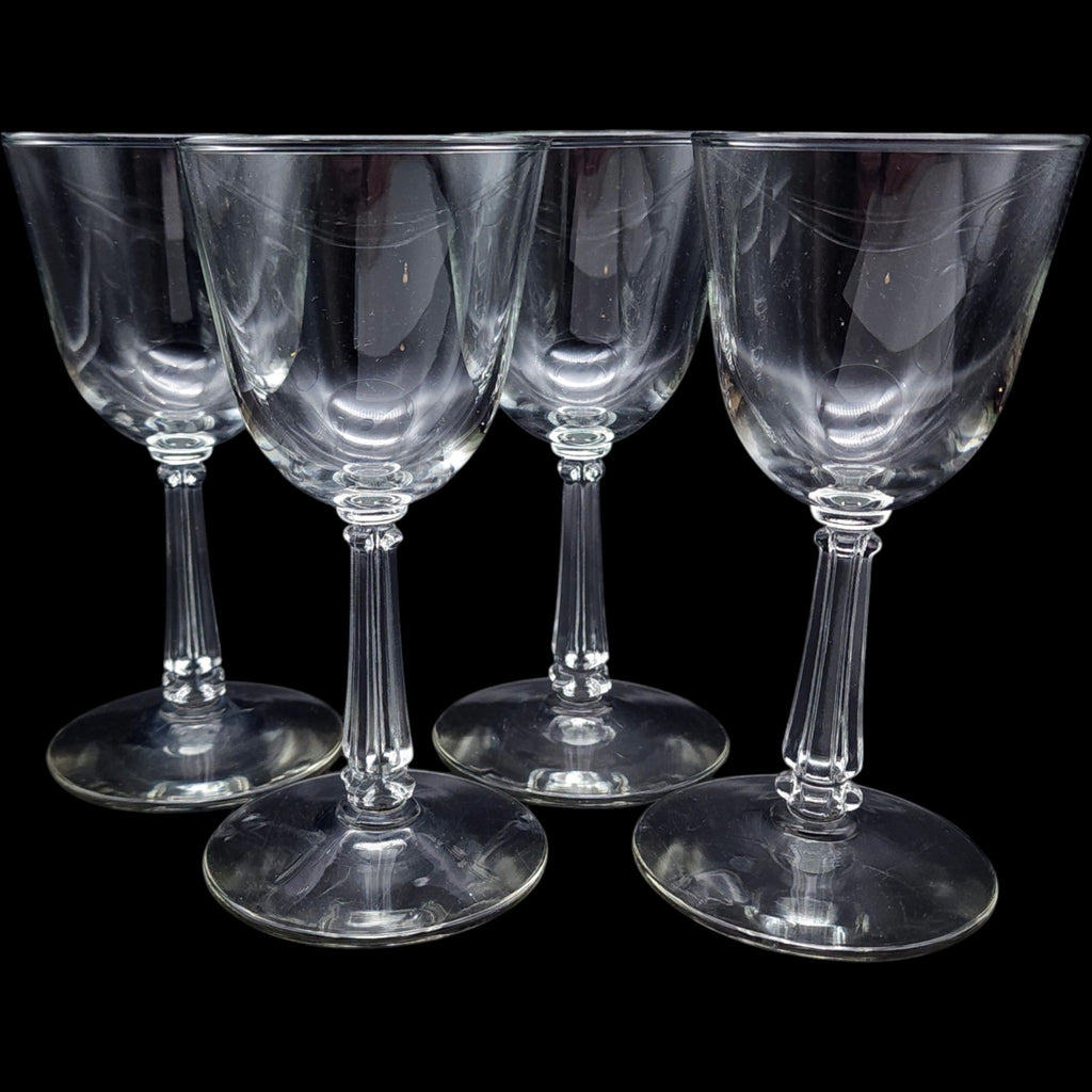Vintage Libbey Clear Glass Wine Goblets Set of 4