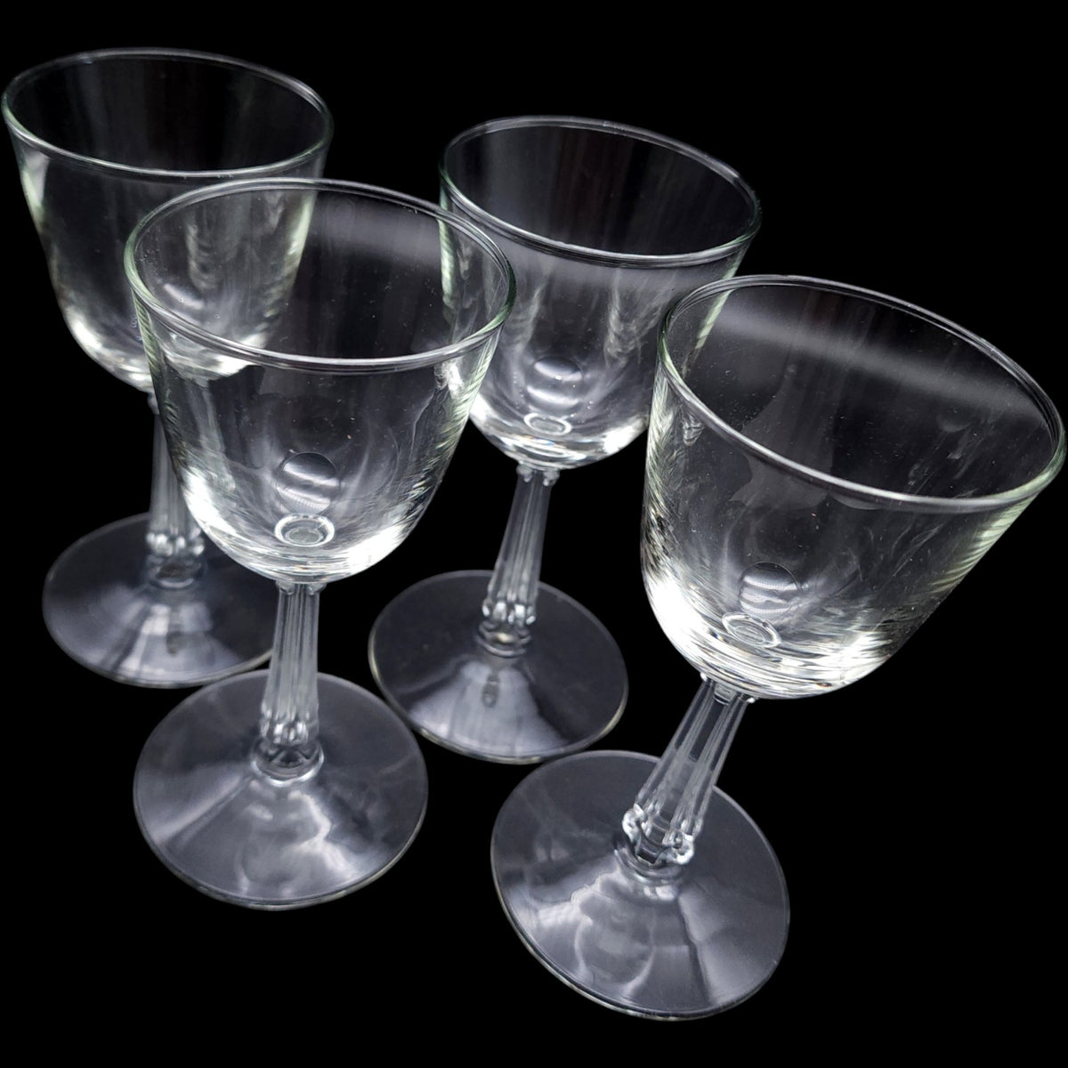 Vintage Libbey Clear Glass Wine Goblets Set of 4