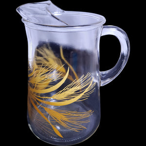 Vintage Libbey Glass 80 oz Golden Wheat Beverage Pitcher with Ice Lip