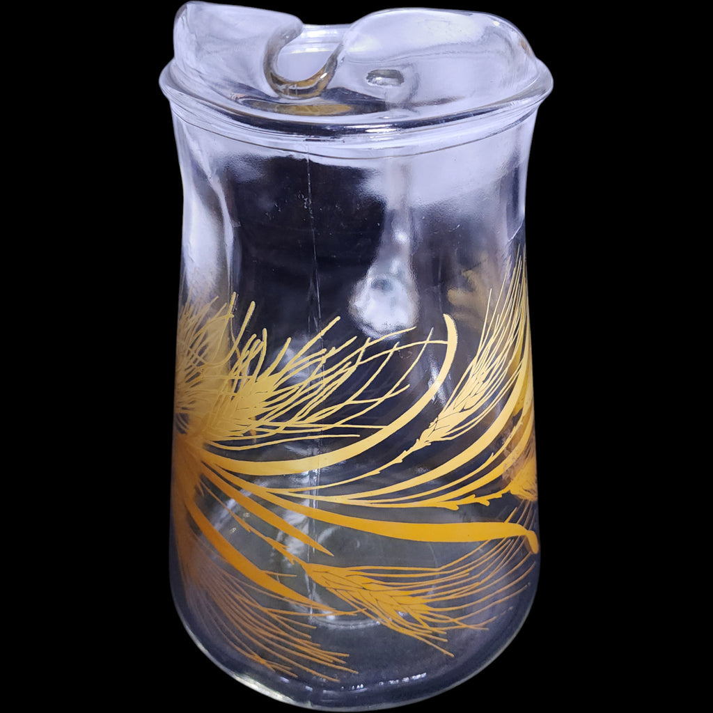 Vintage Libbey Glass 80 oz Golden Wheat Beverage Pitcher with Ice Lip