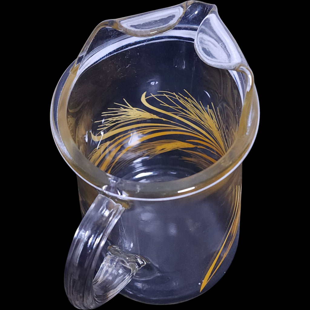 Vintage Libbey Glass 80 oz Golden Wheat Beverage Pitcher with Ice Lip