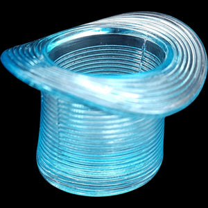 3" Vintage Light Blue Ribbed Glass Top Hat Vase