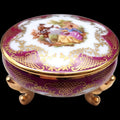Vintage Limoges France Porcelain Footed Trinket Box - Fragonard Courting Couple