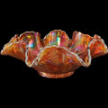 Vintage Marigold Carnival Glass Ruffled Bowl