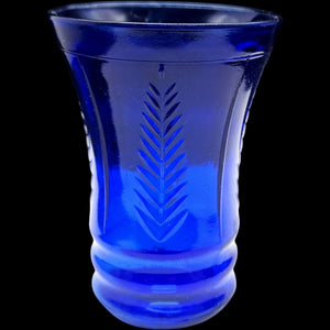 Vintage Maryland Glass 8 oz Cobalt Blue Feather Tumbler