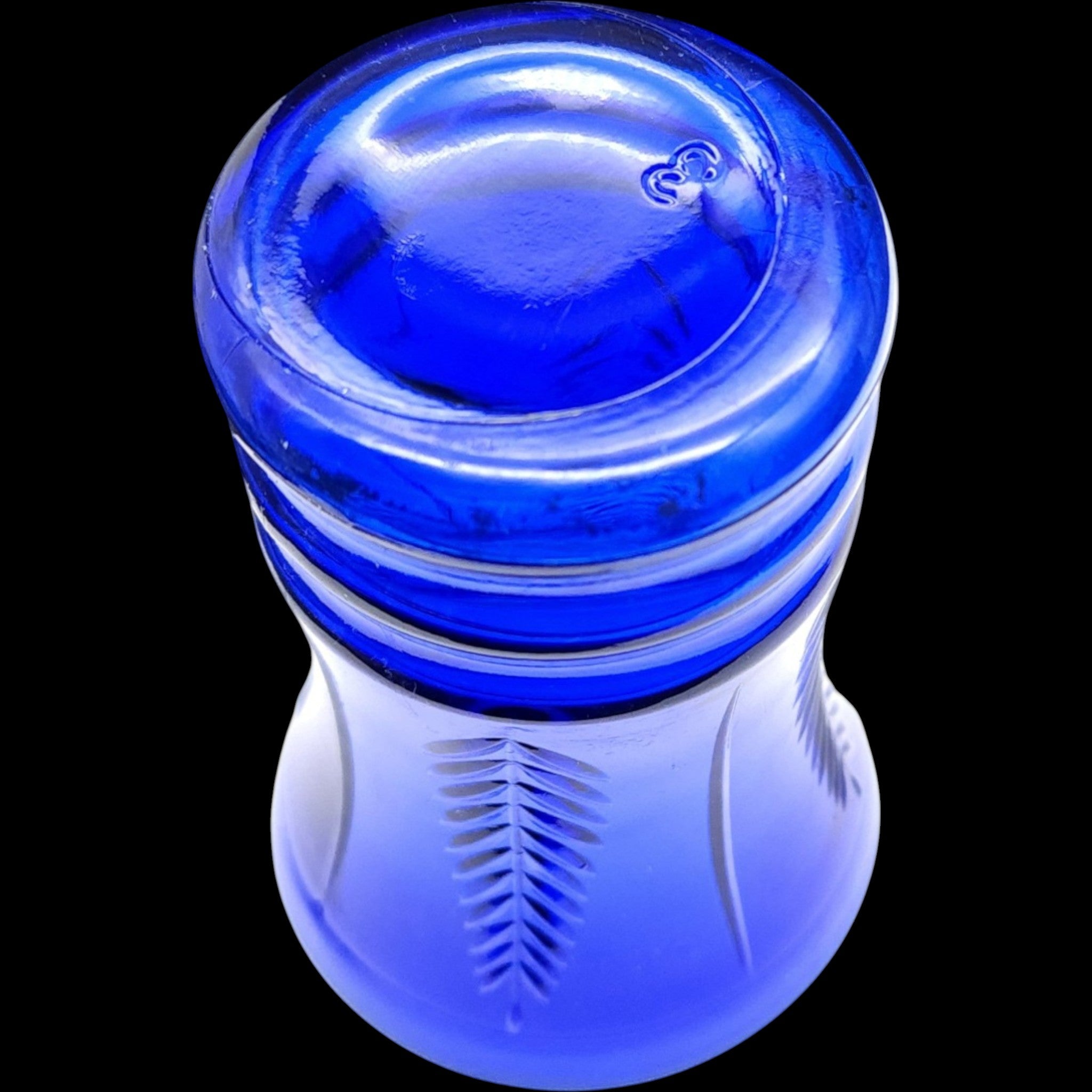 Vintage Maryland Glass 8 oz Cobalt Blue Feather Tumbler