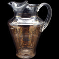 Vintage Mid-Century Gold Striped Glass Pitcher