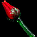 Vintage Mikasa Crystal Art Glass Long Stem Red Rose Bud Figure 19"