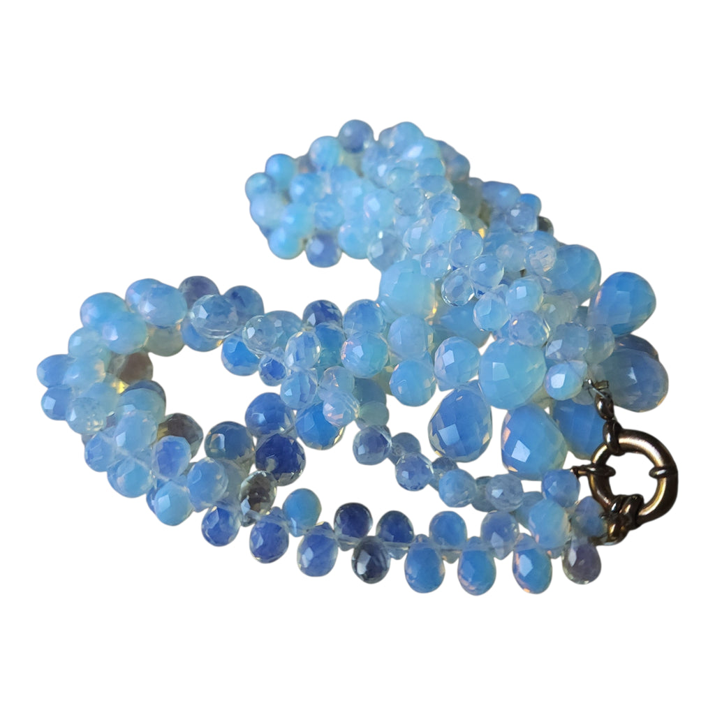 Vintage Multi-Strand Faceted Opalite Bead Statement Necklace
