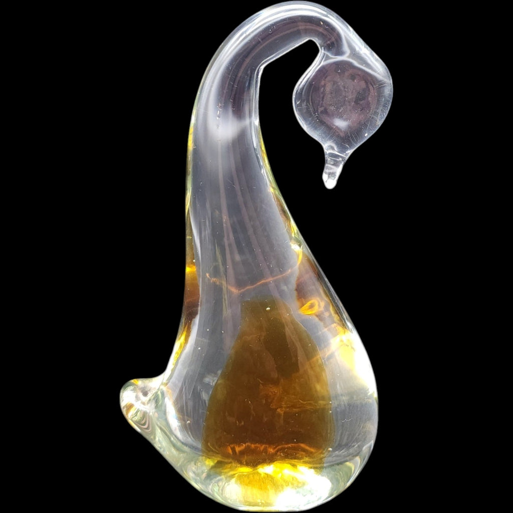Vintage Murano Style Amber Somerso Glass Swan Figurine Sculpture