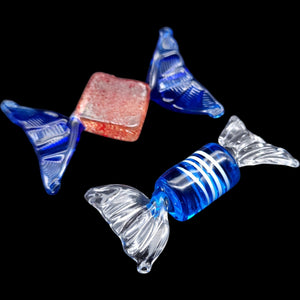 Vintage Murano Style Art Glass Hard Candy Sculptures Set of 2