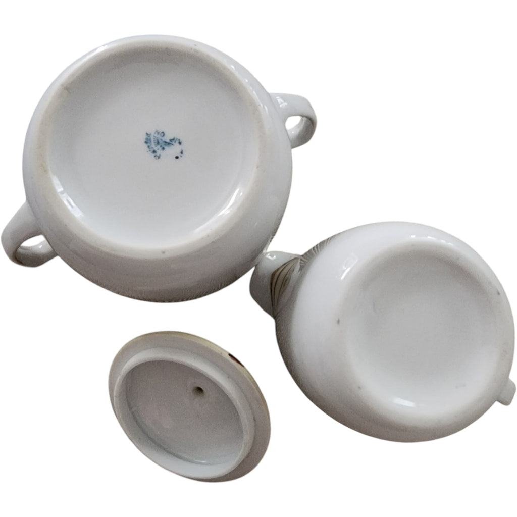 Vintage Nippon Hand-Painted Porcelain Cream and Sugar Set