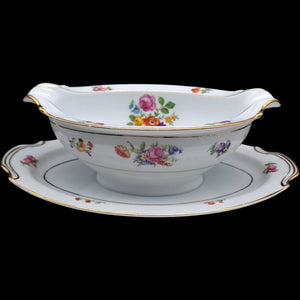 Vintage Noritake Dresala Gravy Boat with Attached Underplate