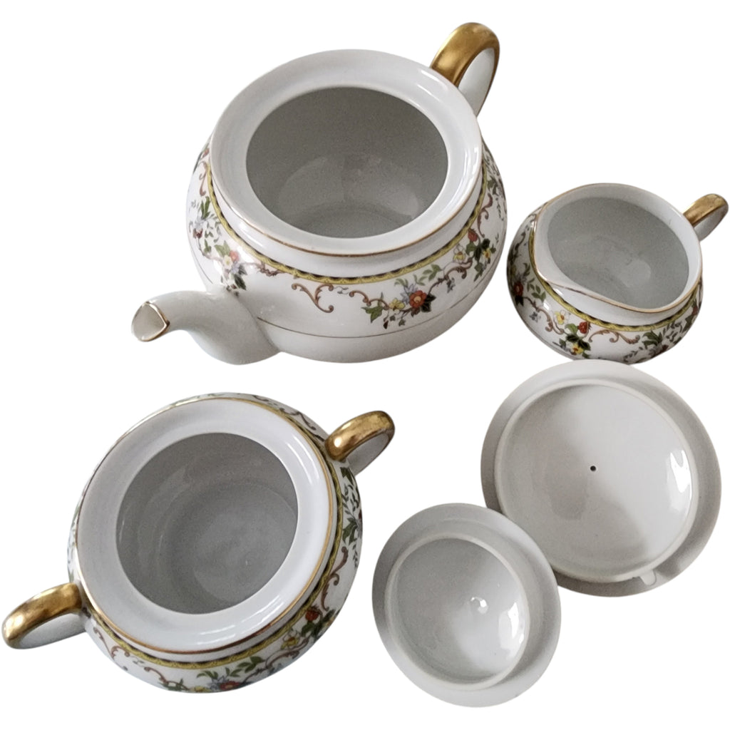 Vintage Noritake Porcelain Teapot, Creamer & Sugar Set 3 Pieces