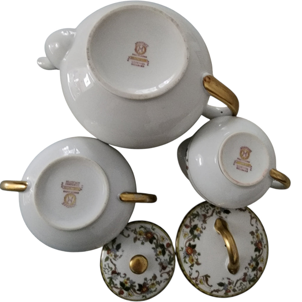 Vintage Noritake Porcelain Teapot, Creamer & Sugar Set 3 Pieces