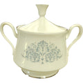 Vintage Oxford Bone China White & Blue Floral Sugar Bowl & Lid