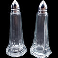 Vintage Paneled Clear Glass Salt and Pepper Shakers Set