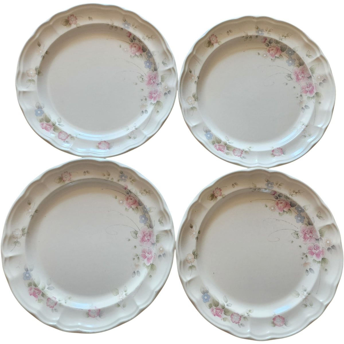 10" Vintage Pfaltzgraff Tea Rose Dinner Plates - Set of 4