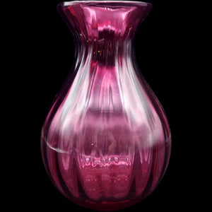 Vintage Pilgrim Glass Cranberry Glass 6 Optic Ribbed Flared Vase