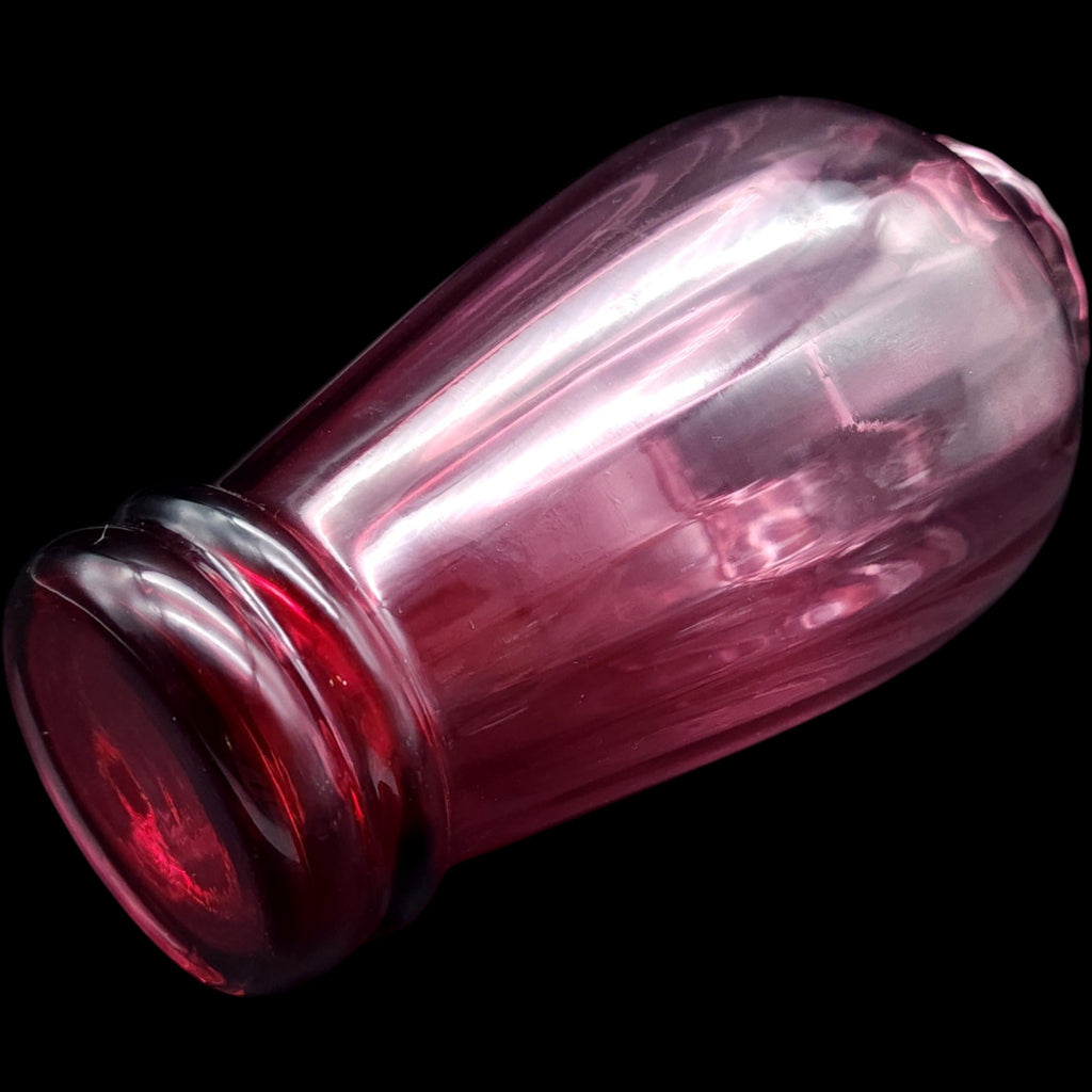7" Vintage Pilgrim Glass Cranberry Red Fluted Glass Vase with Scalloped Rim