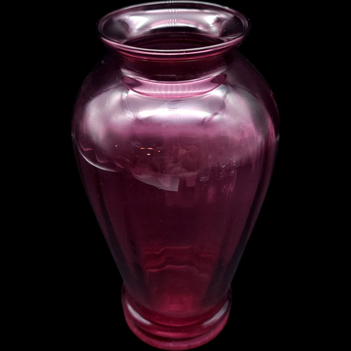 7" Vintage Pilgrim Glass Cranberry Red Optic Molded Glass Vase