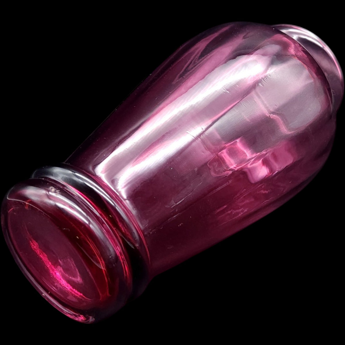 7" Vintage Pilgrim Glass Cranberry Red Optic Molded Glass Vase