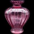 Vintage Pilgrim Glass Cranberry Ribbed Bulbous Flower Vase 6.5 Inch