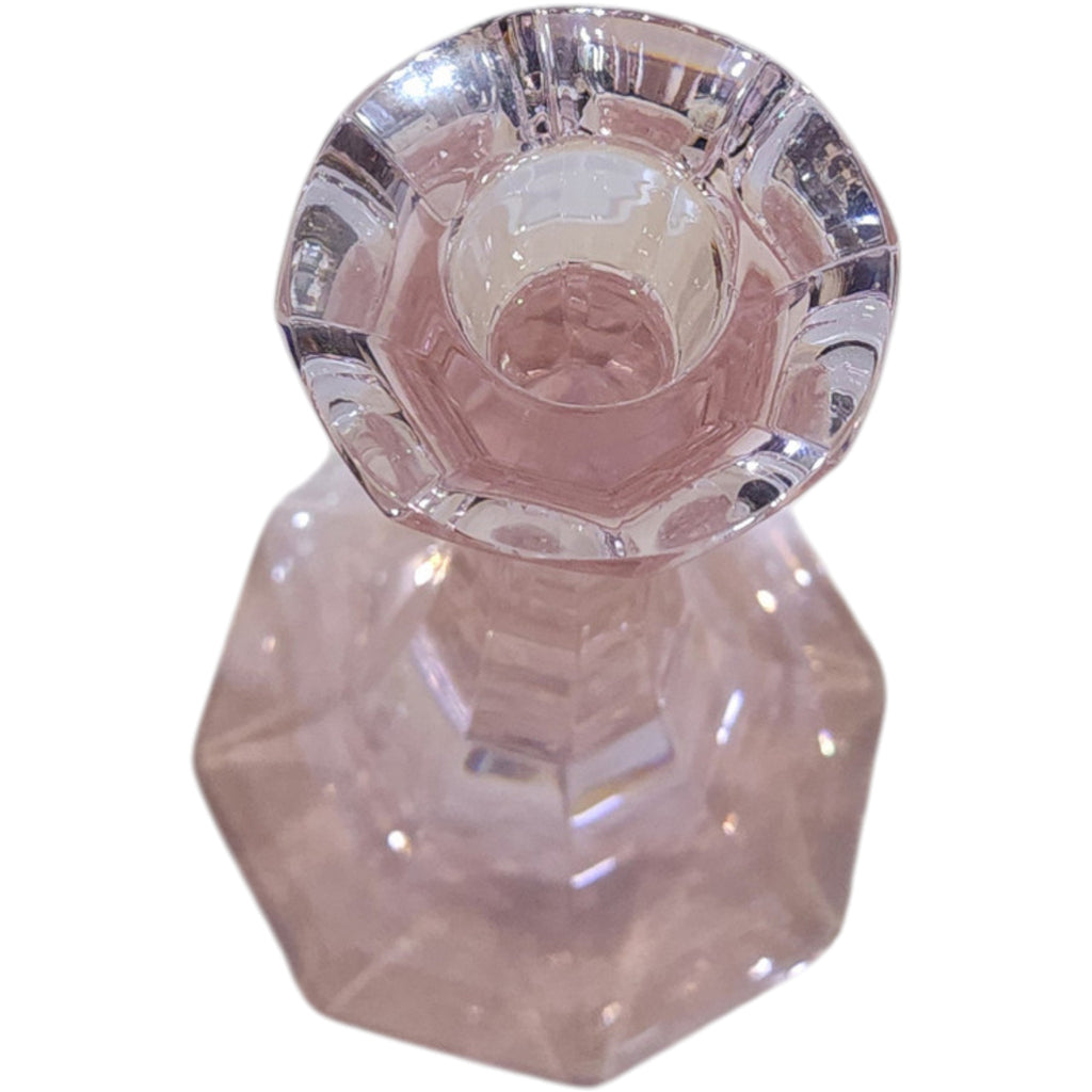 Vintage Pink Elegant Glass Paneled Candlestick Holder