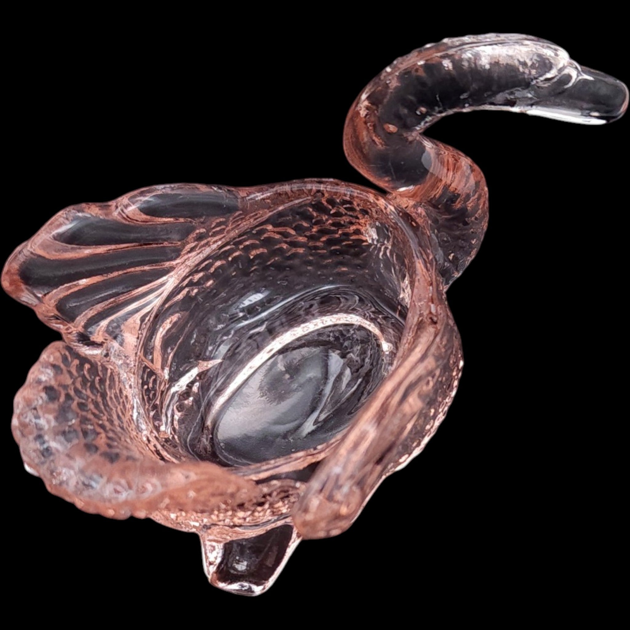 Mosser Glass Pink Glass Swan Open Salt Dish & Figurine