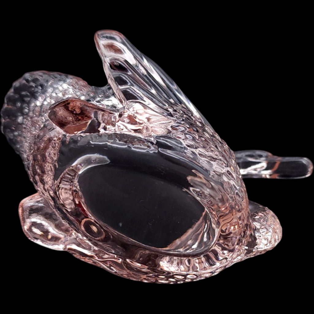 Mosser Glass Pink Glass Swan Open Salt Dish & Figurine