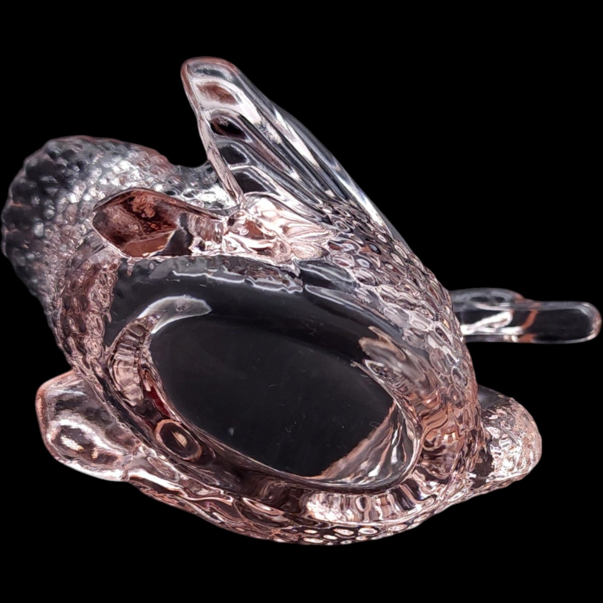 Mosser Glass Pink Glass Swan Open Salt Dish & Figurine