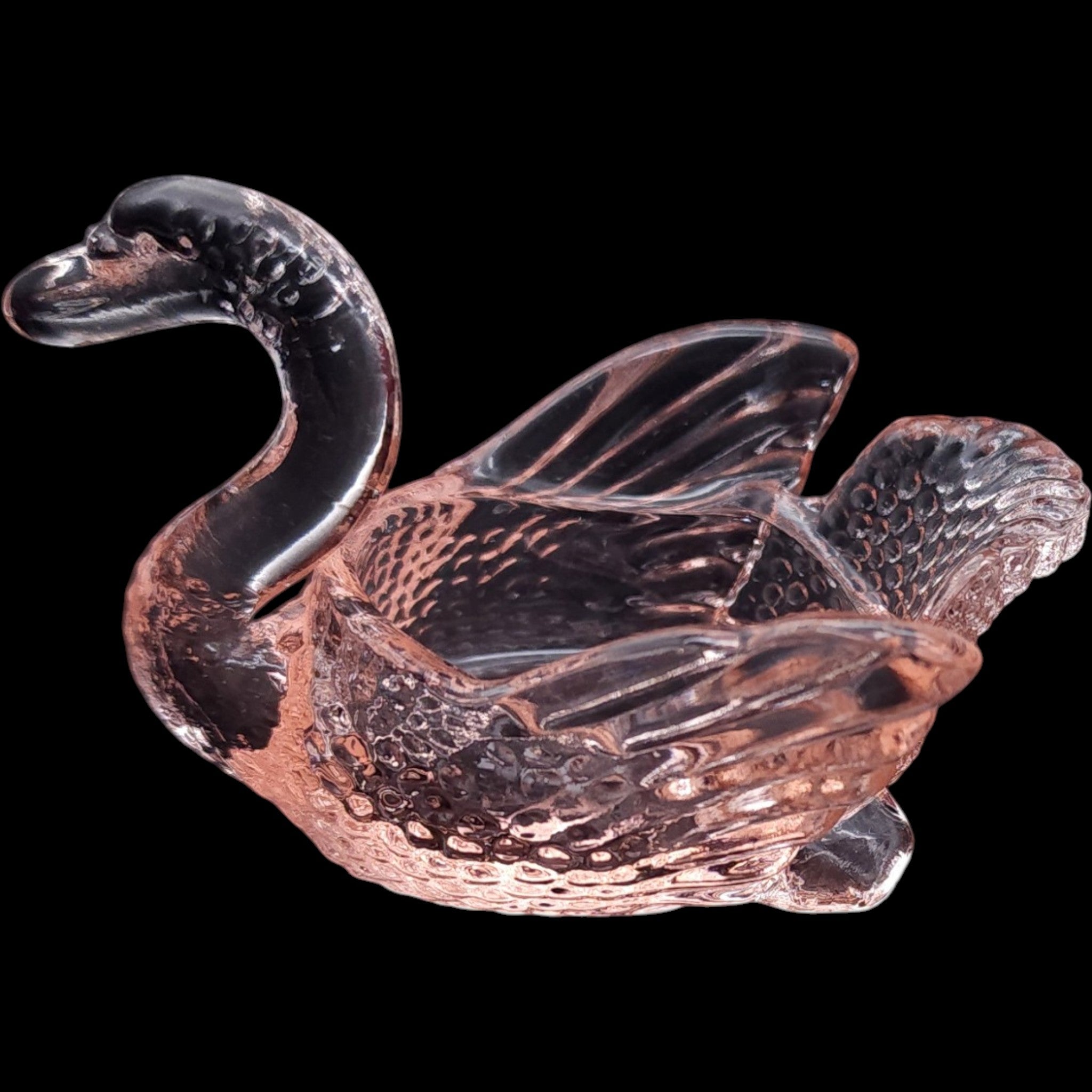 Mosser Glass Pink Glass Swan Open Salt Dish & Figurine