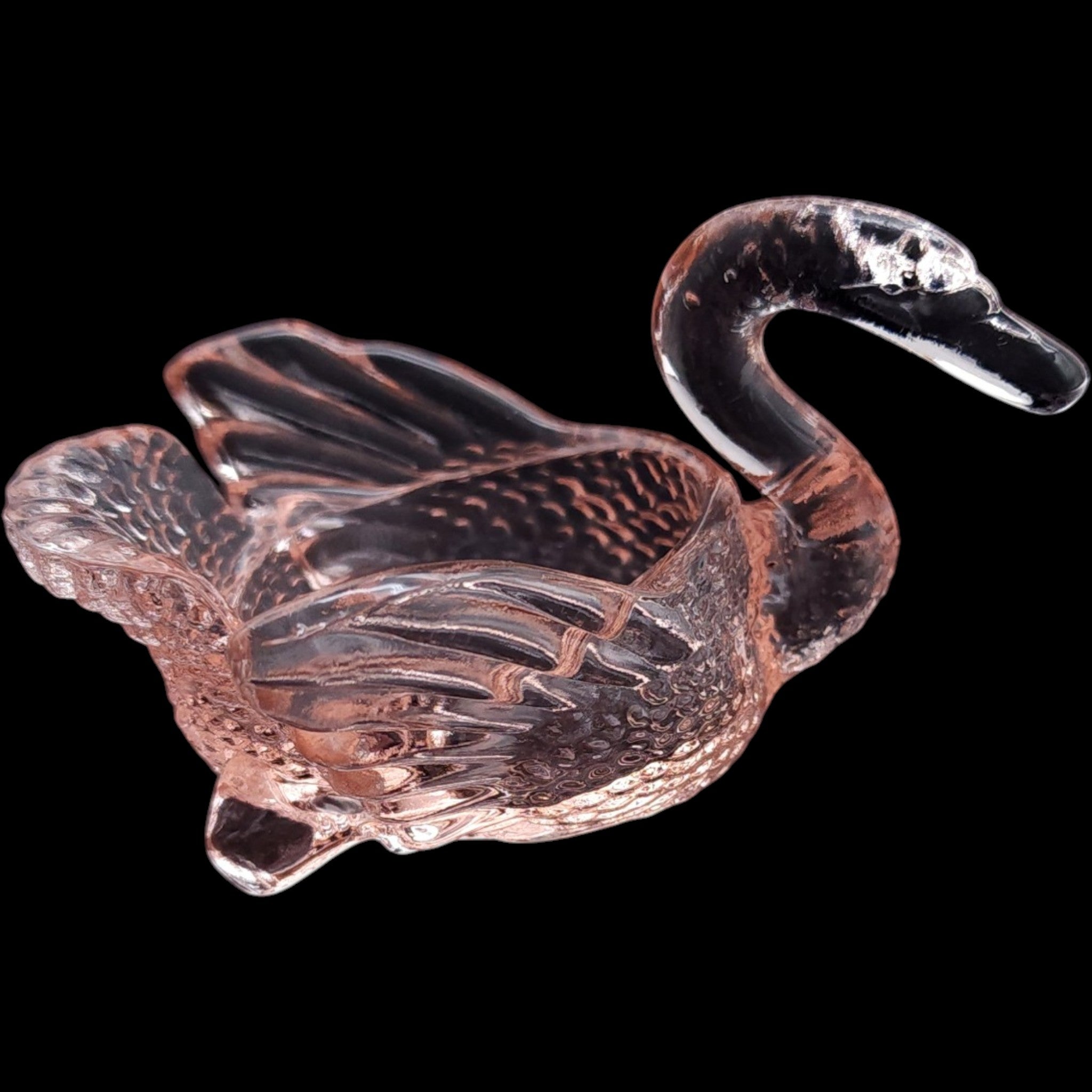 Mosser Glass Pink Glass Swan Open Salt Dish & Figurine
