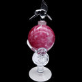 Vintage Pink Swirl Art Glass Pedestal Perfume Bottle with Hummingbird Stopper