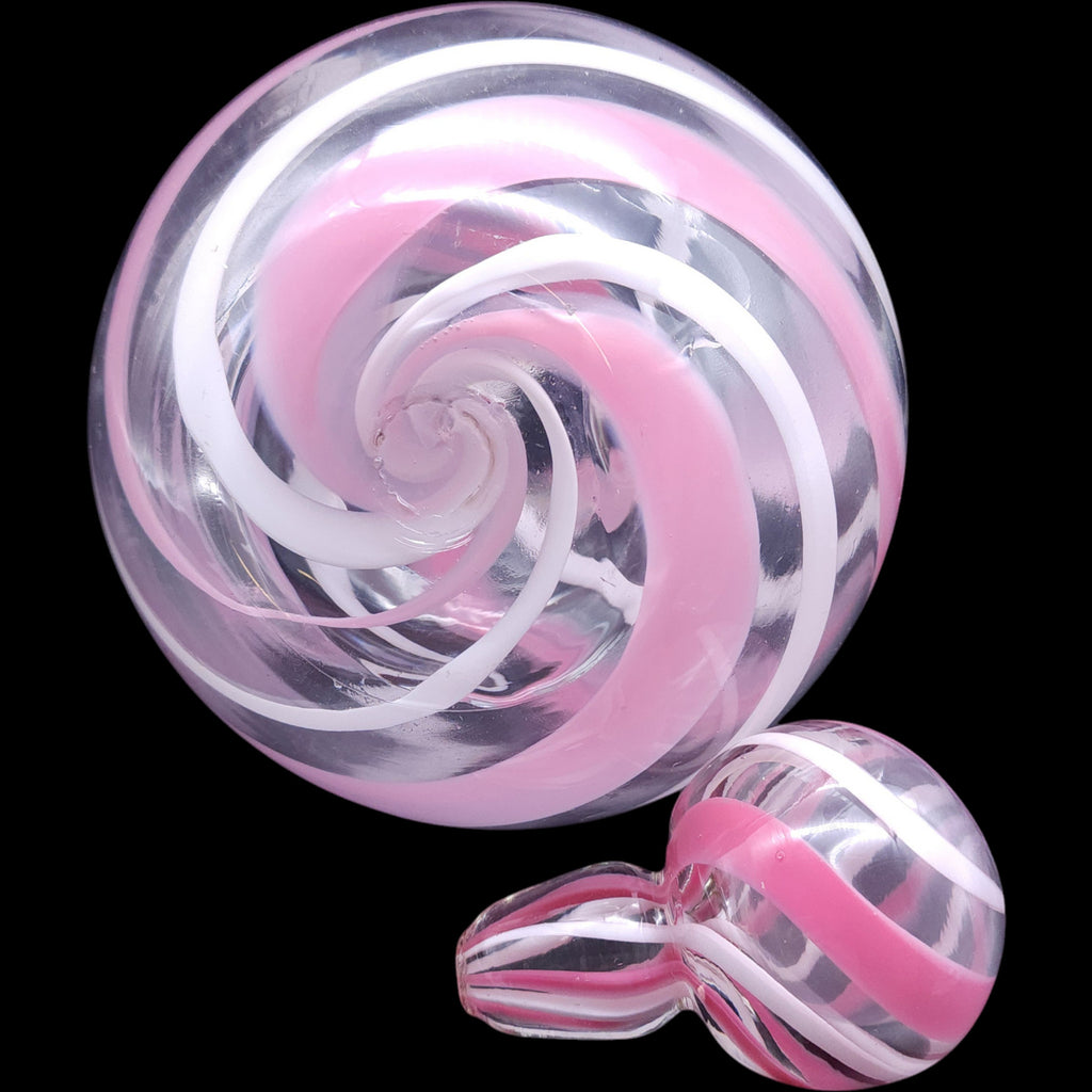 Vintage Pink and White Swirl Art Glass Decanter Bottle with Stopper
