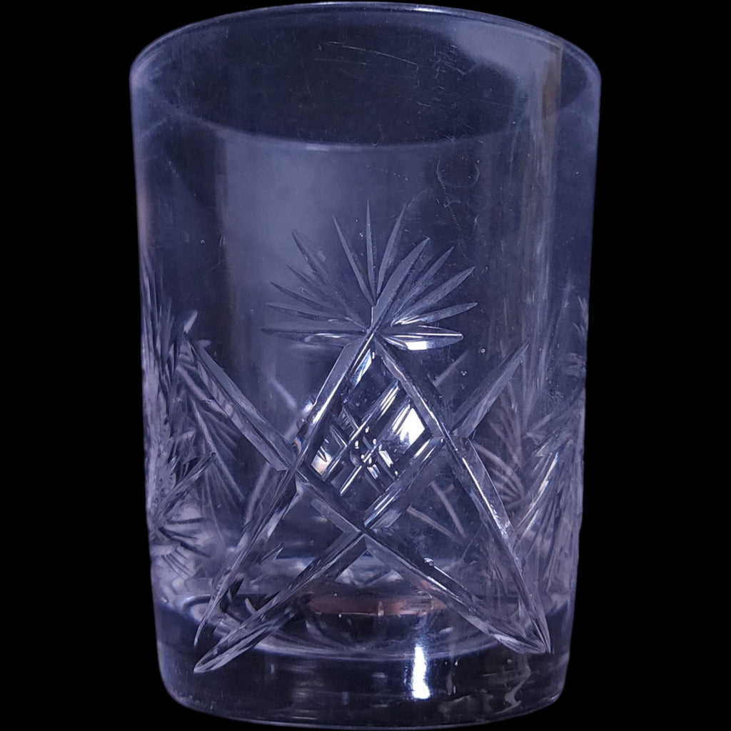 Vintage Pinwheel and Star Cut Crystal Tumbler Glass