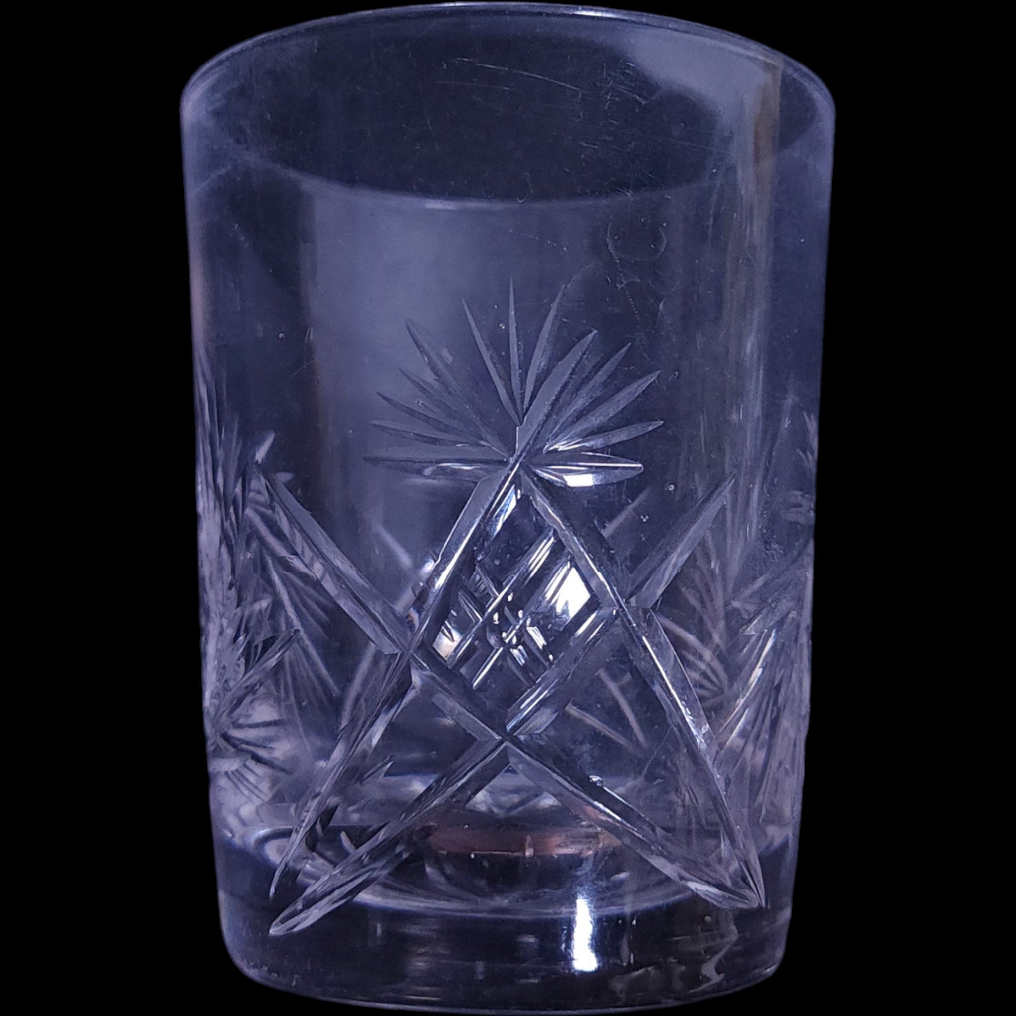Vintage Pinwheel and Star Cut Crystal Tumbler Glass