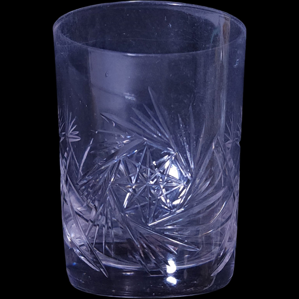 Vintage Pinwheel and Star Cut Crystal Tumbler Glass