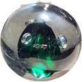 Vintage Polish Art Glass Paperweight Signed Handblown Crystal Emerald Orb