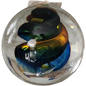 Polish Art Glass Paperweight Signed Handblown Crystal Orb