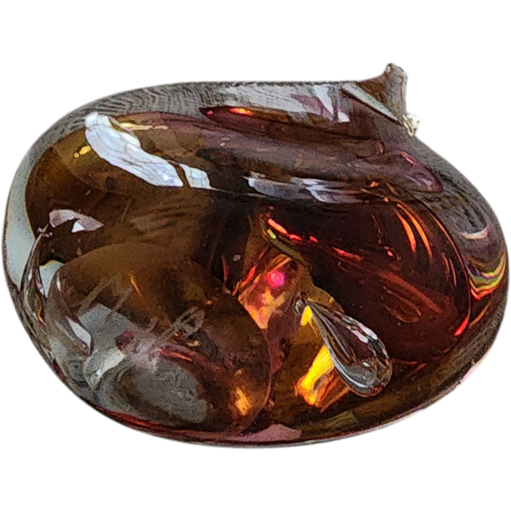 Vintage Polish Signed Handblown Crystal Teardrop Art Glass Paperweight