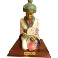Vintage Pucci Signed Ceramic Geisha Figurine on Wooden Base